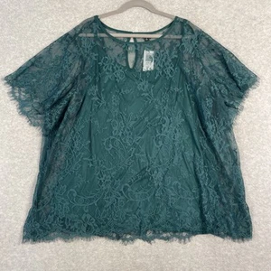 Torrid Womens Abbey Lace Blouse Size 4X Green Fairy Cottagecore Romantic - Picture 1 of 10