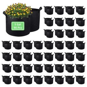 5 Gallon Grow Bags 90-Pack Garden Plant Grow Bag Aeration Fabric Pots with Ha... - Picture 1 of 8