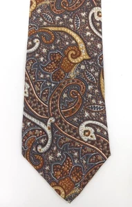 Italian Lorenzo Silk Tie Paisley Gold Brown Hand Made Italy Lawrence 3.5" Wide - Picture 1 of 6