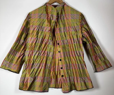 Chaqueta Beluva SF by Firuze para mujer mediana a cuadros iridiscente arrugada ligera Foto 1 de 4