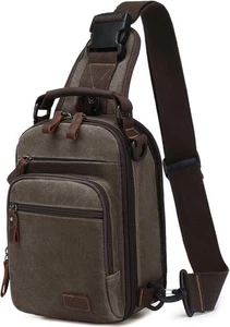 Nerlion Sling Bag for Men Waxed Canvas Crossbody Chest Light Green  - Picture 1 of 7