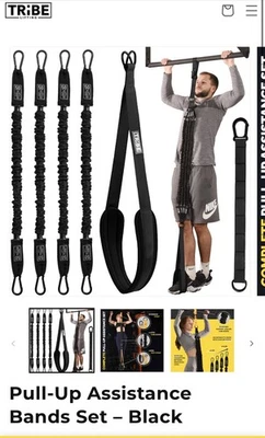 Conjunto de pulseiras de assistência pull up - 4 pulseiras resistentes, altura ajustável... - Imagem 1 de 4