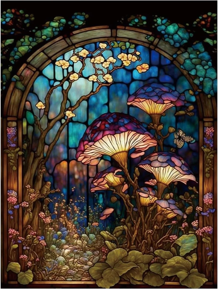 Yunruily Paint by Numbers Kit for Adults Beginners-DIY Acrylic Mushroom Adult Pa