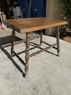 Antique Parlor Table- With Green Glass Ball Claw Feet - Image 1 of 4