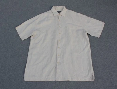Lands' End Direct Merchants Shirt Mens XL 17-17.5" Tall Beige 100% Linen - Image 1 of 4
