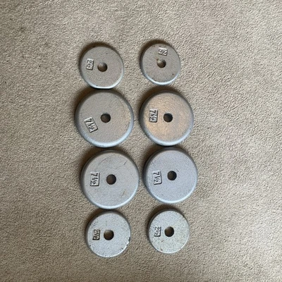 Placas de peso vintage de 1" tamaño estándar estilo panqueque total de 40 libras  Foto 1 de 4