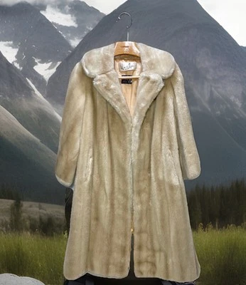 Vintage Tocci Faux Fur Coat Tissavel France Wm. a. Lewis Size 14 Beige England - Image 1 of 4