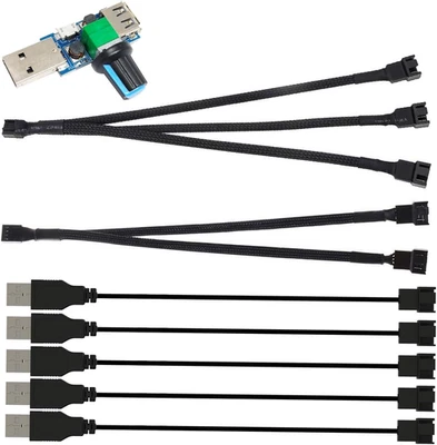 5Pcs USB to 3-Pin / 4-Pin PWM 5V USB Sleeved Fan Power Adapter Cable, Fan Wind S - Image 1 of 4