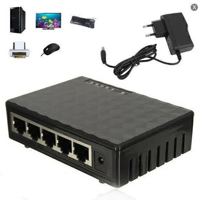 5 Port Gigabit LAN Switch 10/100/1000 Mbit/s Netzwerk Verteiler Hub !!! - Bild 1 von 4