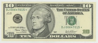 2003 Star Note $10 FRN #DJ00647015☆ UNC - Image 1 of 2