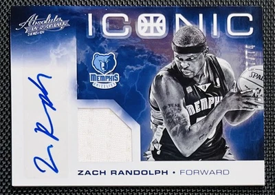 12-13 PANINI ABSOLUTE ZACH RANDOLPH ICONIC GAME USED JERSEY AUTO HOLO 67/74 - Image 1 of 2