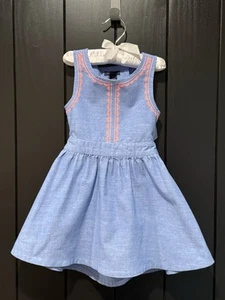 Tommy Hilfiger Sundress - Chambray w/ Pink Detail - Open Back - Girls' 3T - Picture 1 of 8