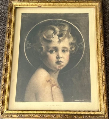 "La luz del mundo por C. Bosseron Chambers impresión enmarcada 16x13"" arte vintage" Foto 1 de 4