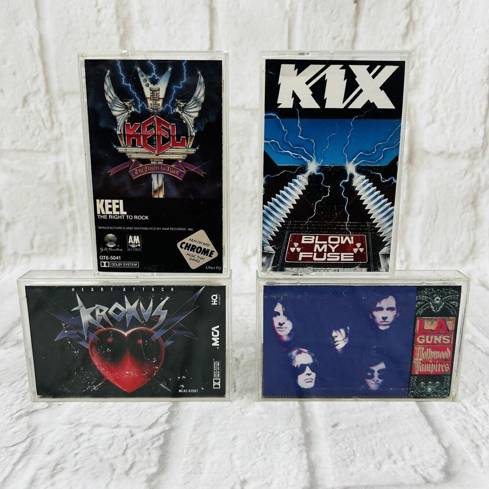 Krokus LA guns kix keel Cassette Tape Lot Hair Metal Heart Attack Blow My Fuse Foto 1 de 4