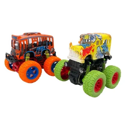 Par de Monster Trucks Autopropulsados com Amortecedores Graffiti para Ônibus Neon - Imagem 1 de 4