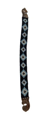 Vintage Boho Hippie Beaded Stretch Belt Wide Black Tribal Geometric Southwestern - Image 1 of 4
