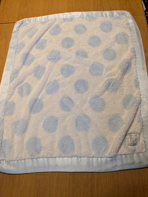  LITTLE GIRAFFE Azul Blanco Grande Círculo Punto Satinado Borde Suave Manta Bebé Difícil de Encontrar  Foto 1 de 4