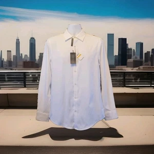 Perry Ellis Total Stretch Mens Sz S Shirt Long Sleeve Button Front White $79 New - Picture 1 of 11