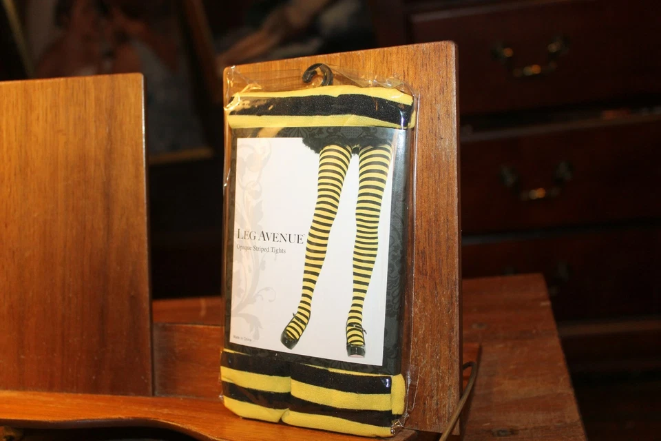 Nuevas Medias Leg Avenue Rayas Opacas Talla Única 90-160lbs Negro Amarillo Foto 1 de 2