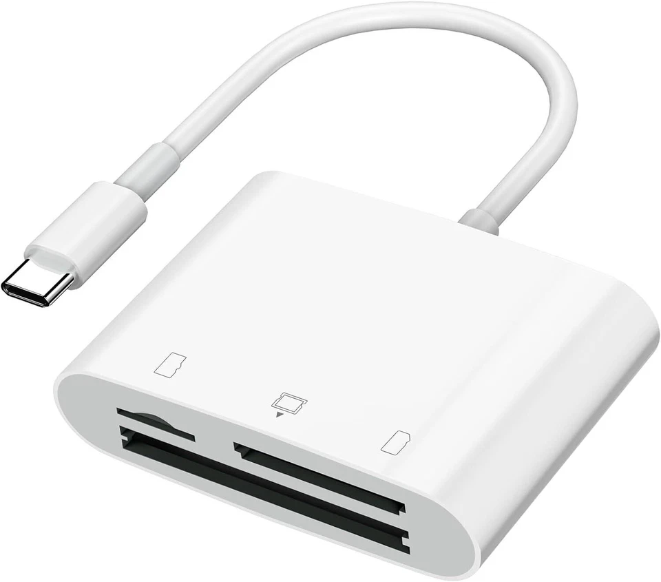3 Slot CF Micro SD Card Reader USB C for iPhone15 Android Phone iPad Mac Laptop - Image 1 of 1