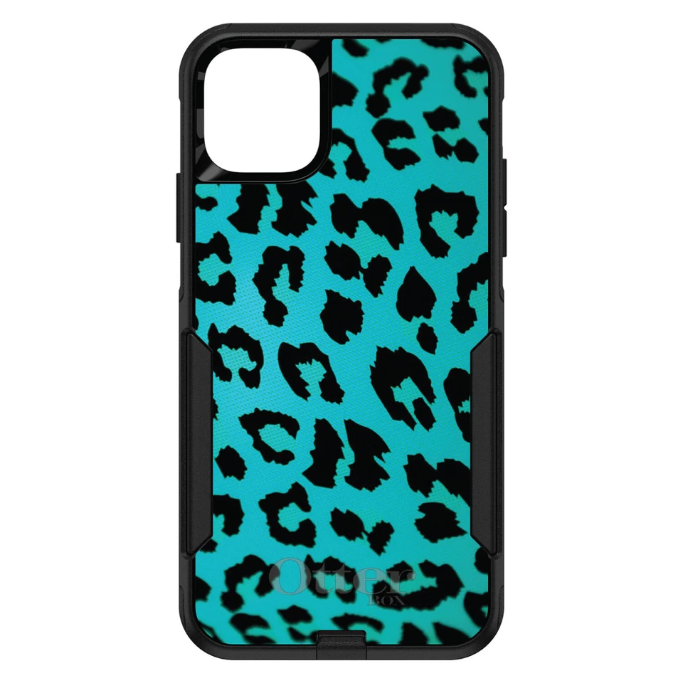 OtterBox Commuter para Apple iPhone (elige el modelo) manchas de piel de leopardo negro verde azulado Foto 1 de 1