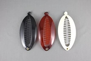 Cream Brown Black set pack of 3 small banana hair clips comb plastic 4.5" long - Picture 1 of 6