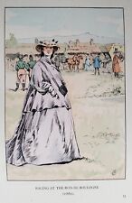 Antique Fashion Lithograph  "Racing at the Bois De Boulogne (1862)" #71