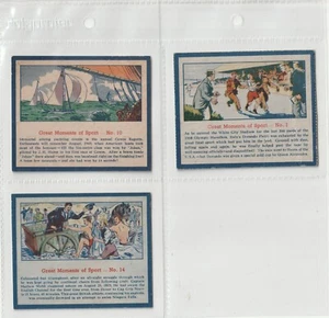 1961 QUAKER OATS - GREAT MOMENTS OF SPORT (3 CARDS) - Picture 1 of 2