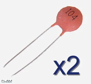 2x Condensateur céramique type 104 50 V 0,1 uF (100 nf) Ceramic Capacitor DIP - Imagen 1 de 5
