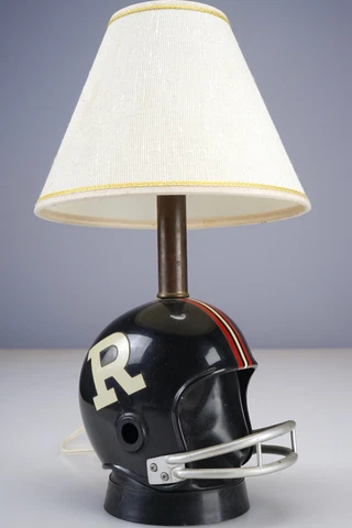 Vintage 1973 Pro Sports Mini Football Helmet lamp Ottawa Rough Riders Rutgers U Cover