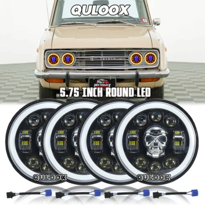 4pcs 5.75" 5-3/4" Round LED Headlights Chrome for Toyota-Corolla Corona Pickup - Image 1 of 4