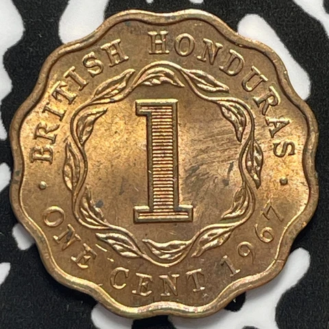 1967 British Honduras 1 Cent Lot#M5278 Beautiful Detail, Obverse Spot Cover