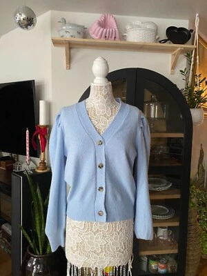 Cárdigan tejido manga abullonada piezas nuevo sin etiquetas en azul cielo, para mujer talla XL, ASOS Foto 1 de 4