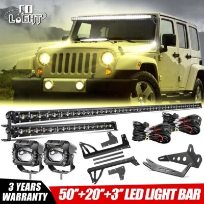 50 «+ 20» светодиодная световая панель + 4» капсулы + крыши капота кронштейны + комплекты проводов для Jeep Wrangler JK - Изображение 1 из 4