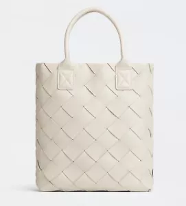 BOTTEGA VENETA Maxi Cabat 30 Intrecciato Leather Tote Bag Mist Ivory Beige White - Picture 1 of 11
