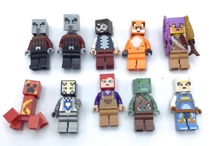 LEGO LOT OF 10 MINECRAFT MINIFIGURES ILLAGER PIRATE ZOMBIE CREEPER & MORE - Picture 1 of 1