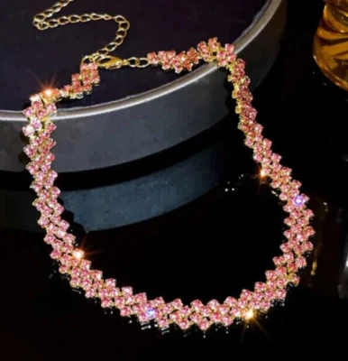 Collar Diva Edgy Rosa Estrás Gargantilla Betsey Johnson HIP HOP Club Nocturno Foto 1 de 4