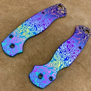 Spyderco Paramilitary 2 Scales ~ CNC Milled Titanium Multi fade Flomascus scales - Picture 1 of 6