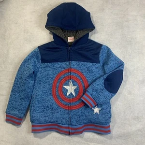 Kids Boys Marvel Super Hero Captain America Zipper Sweater Blue Size 6 - Picture 1 of 10