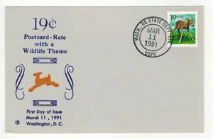 1991 19c POSTCARD RATE 2479 FAWN DEER LAW CACHET SCARCE UNOFFICIAL CANCEL - Picture 1 of 1