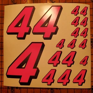 PINK FLUORESCENT /black Racing #4's vinyl Decal Sheet 1/8-1/10-1/12 RC Modelx - Picture 1 of 11
