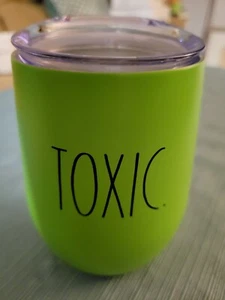 Rae Dunn Toxic Drink Coffee Tea Wine Metal Green Tumbler Mug Cup Halloween ☠️🎃 - Picture 1 of 6