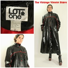 Vtg 80s Lot One Missy Elliott Oversized Slicker Plastic Dress Rain Jacket s/m
