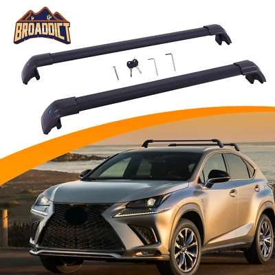 Lockable Cross Bars For 2015-2021 Lexus Nx 200t 300 300h Black Roof Cargo Racks - Imagem 1 de 4