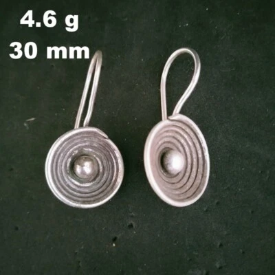 FINE SILVER EARRINGS 925 STERLING CRAFT Dangle 4g Filigree Tiny Bowl 23249 - Image 1 of 4