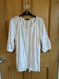 crew clothing white embroidered blouse UK 10 - Picture 1 of 4