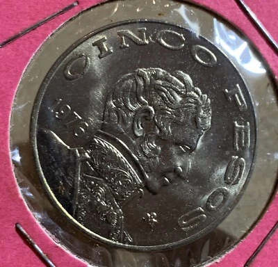 Moneda Mexicana de $5 Pesos Vicente Guerrero 1976, SUPER BRILLANTE, PRUEBA COMO Foto 1 de 4