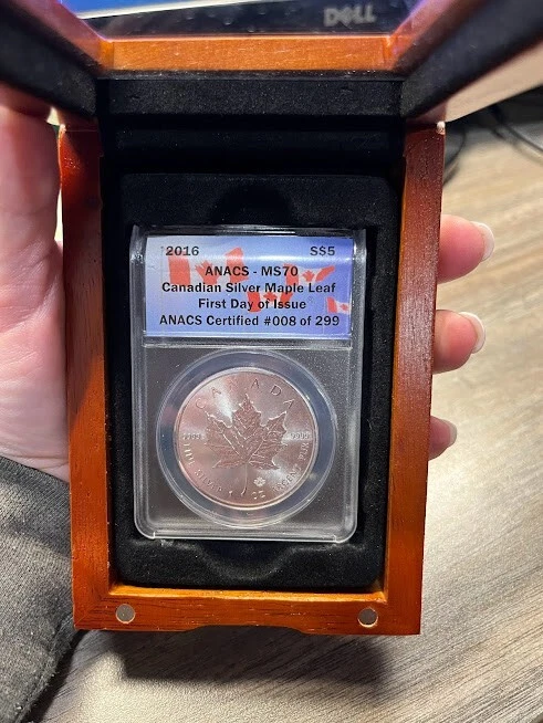 2016 Canada Fine Silver 5 Dollars Maple Leaf First Day Issue ANACS MS 70 - Image 1 of 1