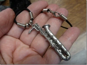 (M-200-F) BARITONE SAXOPHONE NECKLACE pewter PENDANT JEWELRY Selmer Mark VI sax - Picture 1 of 2