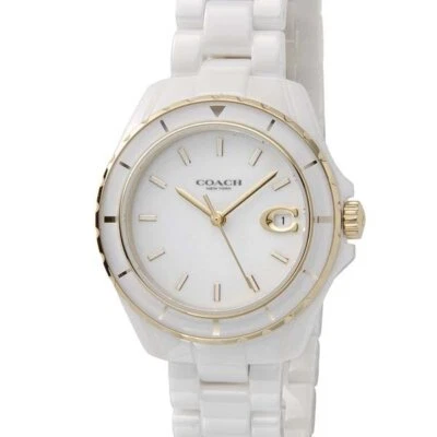 Coach New York 14503807 Preston White Ceramic Band Date Women's Watch - image 1 of 2
